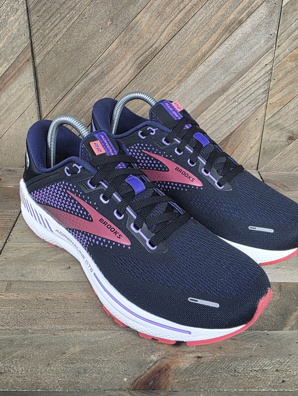 Brooks Adrenaline GTS 22 Womens Athletic Running Shoes Size 9.5 B Black Purple - Picture 2 of 9